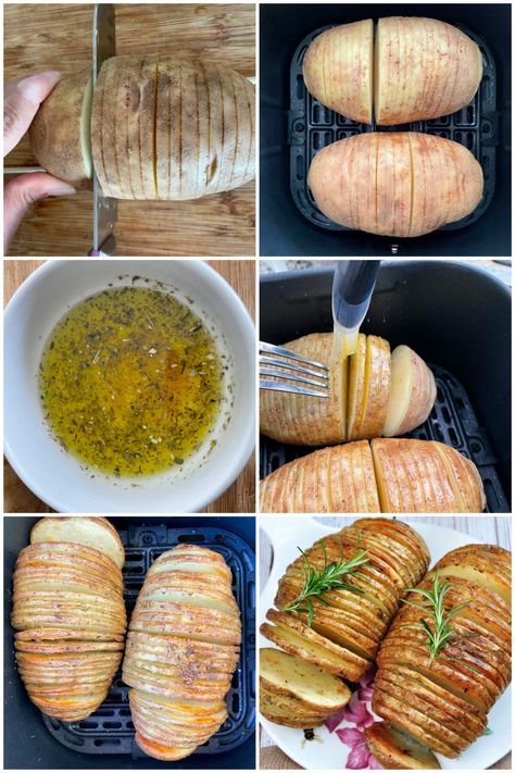 Hasselback Potatoes In Air Fryer - Culinary Shades Potato Hasselback, Potatoes In Air Fryer, Potatoes In The Air Fryer, Red Potato, Gluten Free Italian, Hasselback Potatoes, Pasta Side Dishes, Finger Foods Easy, Sliced Potatoes