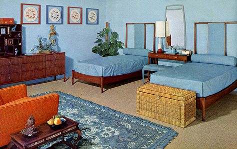 Bedroom (1962) | Flickr - Photo Sharing! 1960s Bedroom, 60s Bedroom, Vintage Bedrooms, 50s Theme, 1960s Kitchen, Retro Bedroom, 70s Interior, Mid Century Bedroom, Retro Bedrooms