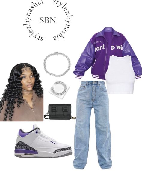 Purple And Black Outfits Black Women, Purple Outfit Ideas Black Women, Purple Birthday Outfits Black Women, Purple Streetwear Outfit, Purple Baddie Outfits, Purple Outfits Black Women, Purple Birthday Outfit, Purple Cardigan Outfits, Thunder Outfit