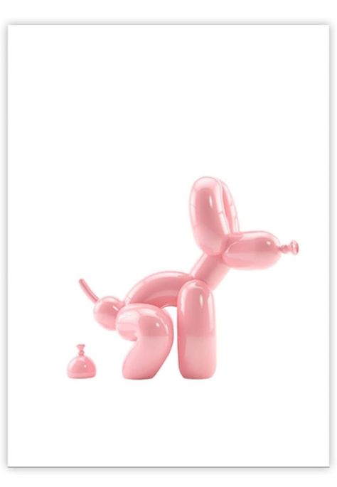 Funny Bathroom Wall Decor Abstract Pink Balloon Dog Canvas Print Toilet Poster Popart Painting Modern Picture Home Decoration Contemporary Artwork Framed (12"x18" Frame, Bathroom Wall Decor-1) Bathroom Illustration, Toilet Poster, Toilet Pictures, Frame Bathroom, Dog Bathroom, Girly Decor, Pop Art Movement, Arte Punk, Modern Pictures