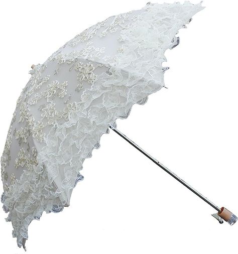 Amazon.com: Honeystore Two Folding Lace Embroidered Wedding Umbrella Decoration Sun Parasol Ivory : Clothing, Shoes & Jewelry White Parasol, Wedding Umbrella, Sun Parasol, Umbrella Decorations, Umbrella Wedding, Embroidered Wedding, Shoes Jewelry, Umbrella, Sun