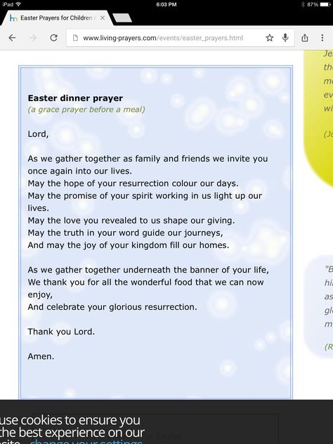 Easter dinner prayer Easter Prayers For Family Dinner, Easter Dinner Prayer, Easter Prayers For Family, Prayers Before Meals, Dinner Prayer, Easter Poems, Easter Devotions, Grateful Prayer, Easter Prayers