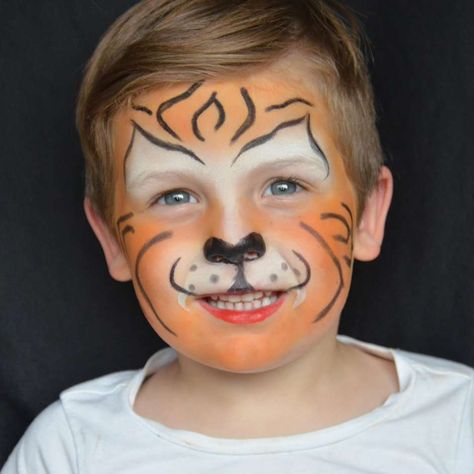 Tiger Makeup For Kids, Simple Tiger Face Paint, Tiger Face Paint Easy, Face Painting Tiger, Tiger Costume Diy, Face Paint For Kids, Tiger Face Paint, Carnaval Makeup, Halloween Maquillage