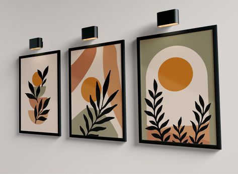 Paintings 3 Piece, Boho Painting Set Of 4, 3 Art Prints On Wall, Set Of 3 Paintings Canvases Acrylics, Easy Art For Home Decor, Set Of Paintings Wall Art, Boho Painting Set Of 3, A4 Size Painting Ideas, Boho Art Wall Decor