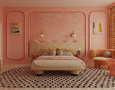 Cheerful Bedroom, Post Modern Bedroom, Singapore Apartment, Funky Bedroom, Eclectic Interior, Headboards, Dream Bedroom, Interior Design Trends, Design Architecture