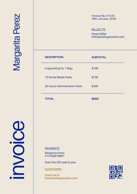 : A professional invoice template designed for virtual assistants to easily manage their services and clients. Perfect for businesses seeking a visually appealing yet efficient way to communicate with clients. Includes customizable fields, clear formatting, and easy-to-use design elements. Ideal for small businesses looking to streamline their invoicing process. Business Document Template, Freelance Contract Template, Graphic Designer Invoice Design, Minimalist Document Design, Minimalist Invoice Design, Modern Invoice Design, Creative Invoice Design, Cute Invoice Design, Minimalist Layout Design