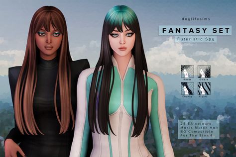 Daylife Sims, Pelo Sims, Hair Set, Sims 4 Cc Folder, Sims 4 Dresses, Sims Four, The Sims 2, Sims 4 Cc Packs, Fantasy Hair