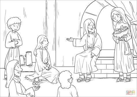 Mary And Martha Bible, Temple Coloring Page, Jesus Childhood, Jesus In The Temple, Jesus Coloring Pages, Boy Coloring, Mary And Martha, Bible Coloring Pages, Kids Coloring Book