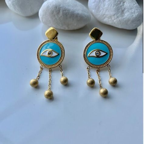 Blue Enamel Evil Eye Dangle Earrings In Gold Tone New (Boutique Packaging) **Let Me Know If You Like To Bundle With Another Listing! **I Always Accept Reasonable Offers Gift For Her Tags : Anthro Anthropologie Free People We The Free Zara Zara Jewelry Lili Pulitzer Kendra Scott 8 Other Reasons Dolls Kill Lili Clasps For Love And Lemons Ettika Shashi The M Jewelers Asos Revolve Boho Bohemian Gypsy Minimalist Country Beaded Festive Luxury Contemporary Vintage Boutique Packaging, Gold Knot Earrings, M Jewelers, Anthropologie Jewelry Earrings, Contemporary Vintage, Zara Jewelry, Moon And Star Earrings, Luxury Contemporary, Pearl Cluster