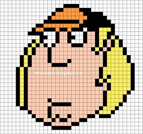 Minecraft Pixel Art Templates: Chris Griffin (family guy) Family Guy Pixel Art, Family Guy Perler Beads, Minecraft Pixel Art Templates, Contemporary Beadwork, Chris Griffin, I Griffin, Minecraft Building Ideas, Griffin Family, Pixel Art Templates