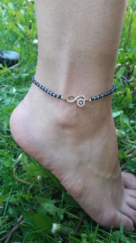 Evil Eye Anklet Blue Eye Bead Stone Women Accessory Anklet | Etsy Evil Eye Anklet, Beach Wedding Accessories, Wedding Jewelery, Anklet For Women, Beach Anklets, Beaded Anklets, Foot Jewelry, Women Christmas, Blue Eye