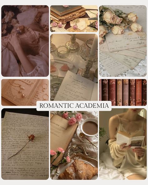 Pink Academy Aesthetic, Light Romantic Aesthetic, Romantic Academia Bedroom Aesthetic, Pink Light Academia Aesthetic, Romance Academia Aesthetic Outfit, Romantic Academia Style, Modern Romantic Aesthetic, Romantic Academia Aesthetic Room, Romantic Academia Color Palette