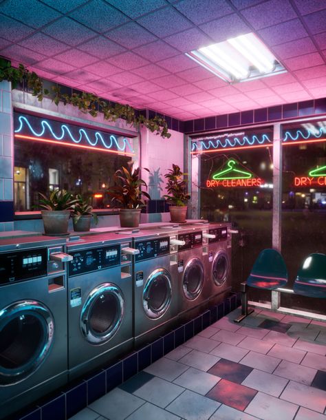 Laundry Mat, New Retro Wave, Fotografi Vintage, 80s Aesthetic, Vaporwave Aesthetic, Neon Aesthetic, Picture Collage Wall, Photo Wall Collage, Retro Wallpaper