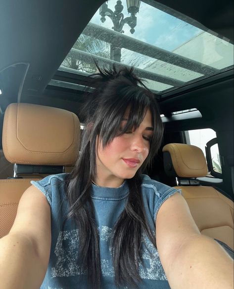 Victoria Paris Bangs, Victoria Paris Hair, Thick Bangs Long Hair, Bardot Bangs, Victoria Paris, Thick Bangs, Car Selfies, Medium Length Hair With Layers, How To Style Bangs