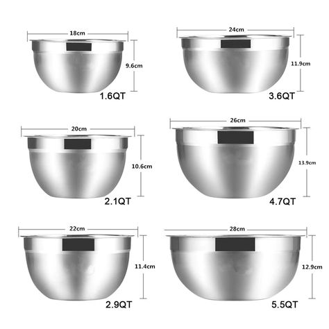 LMETJMA Stainless Steel Mixing Bowls (Set of 6) Non Slip Nesting Whisking Bowls Set Mixing Bowls For Salad Cooking Baking KC0257|Bowls| - AliExpress Mixology Set, Black Cutlery, Kneading Dough, Salad Fruit, Stainless Steel Mixing Bowls, Stainless Steel Bowls, Induction Cooker, Metal Bowl, Mixing Bowls Set