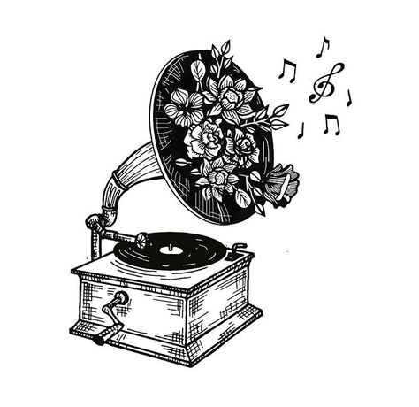 Music Doodle, Music Drawings, Moment In Time, A Moment In Time, Hand Tattoo, Record Player, Future Tattoos, Tattoo Drawings, Tattoos And Piercings