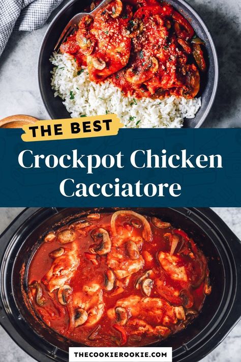 Crockpot Chicken Catchatori Recipe, Easy Chicken Cacciatore Recipe Crockpot, Southern Living Crockpot Recipes, Chicken Cacciatore Recipes, Easy Chicken Catchatori Recipe, Crockpot Chicken And Tomatoes, Crockpot Chicken Cattitore Recipes, Chicken Cacciatore In Crockpot, Chicken Cacciatore Crock Pot Slow Cooker