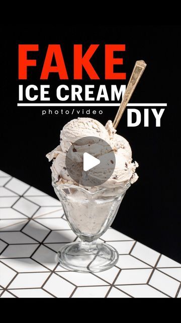 Nick Anderson on Instagram: "How to make fake ice cream 🍦 for your next photo or video shoot. You don’t ever have to worry about it losing it’s form or melting under the warm lights. TIP TUESDAY 👊🏼 #howto #diy #fakeicecream #foodphotography #foodstyling #foodvideography #foodphoto #photohack #photographytipsandtricks #photographyhacks" Diy Fake Ice Cream, Fake Ice Cream, Food Videography, Dessert Photography, Tip Tuesday, Video Shoot, Fake Food, Food Styling, Food Photo