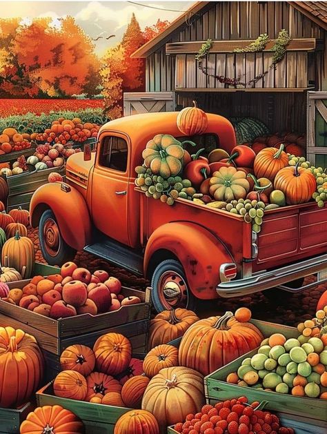 Red Truck Fall Pictures, Busted Canvas, Fall Pumpkin Sign, Healthy Halloween Treats, Stencils For Wood Signs, Halloween Facts, About Halloween, Iphone Wallpaper Fall, Autumn Scenes