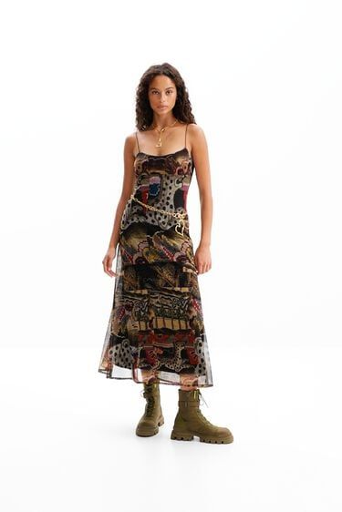 Women’s M. Christian Lacroix tapestry midi dress I Desigual.com Strappy Midi Dress, Christian Lacroix, Women Collection, Round Neckline, New Dress, Versace, Midi Dress, Tapestry, Boots