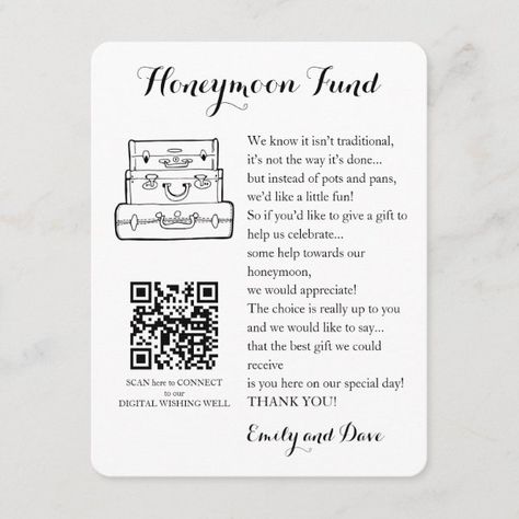 Honeymoon fund request wedding QR CODE Enclosure Card Honeymoon Fund Shower, Honeymoon Fund Wording, Wedding Honeymoon Fund, Honeymoon Fund Sign, Honeymoon Shower, Wedding Qr Code, Honeymoon Registry, Wedding Fund, Travel Fund