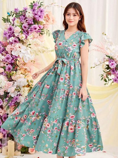 Teen Girls Dresses | Fashion Teen Girls Dresses | SHEIN USA New Dress Designs 2024 Latest, Teenager Outfits Dress, Floral Long Frocks, Frock Designs For Girl, Aliexpress Dresses, Long Frock Designs, Teen Dress