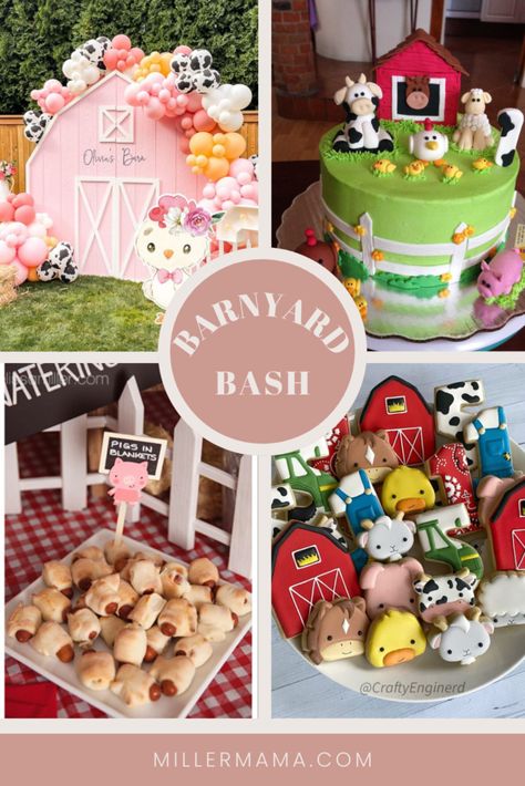 Farm Party Foods, Farm Birthday Cakes, Cookie Party Favors, Pretend Play Food, Farm Birthday Party, First Birthday Party Themes, Pigs In A Blanket, Cookie Party, Birthday Party Food