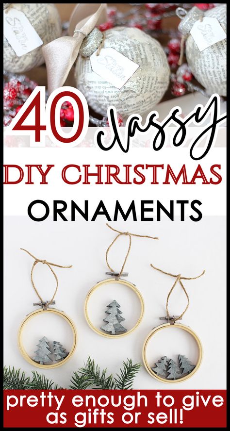 If you are looking for homemade Christmas decorations, here are 40 cheap & easy DIY Christmas ornaments to choose from, in farmhouse style! You'll love making these easy handmade farmhouse Christmas ornaments - any of which will looking amazing in your home! Come see how to make these beautiful rustic creations! #ahundredaffections Diy Beautiful Christmas Ornaments, How To Tie Ribbon On Ornaments, Christmas Diy Tree Ornaments, Minimalist Christmas Ornaments Diy, Diy Easy Ornaments Christmas, Diy High End Christmas Ornaments, Quick And Easy Diy Christmas Ornaments, Diy Bead Christmas Ornaments, Christmas Ornaments Homemade Ideas