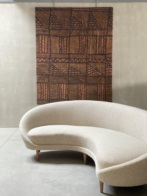 A large mounted Fijian Tapa cloth #2 - 17 - 21 Tapa Cloth, Wal Art, Geometric Designs, Lobby, Chaise Lounge, Bali, Ottoman, Interior Decorating, Couch