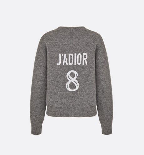 "J'Adior 8" cashmere sweater - Ready-to-wear - Women's Fashion | DIOR Gonna In Tulle, Gray Cashmere, Icon Shoes, Dior Book Tote, Boxy Sweater, Athletic Looks, Christian Dior Couture, Lucky Number, Beach Accessories