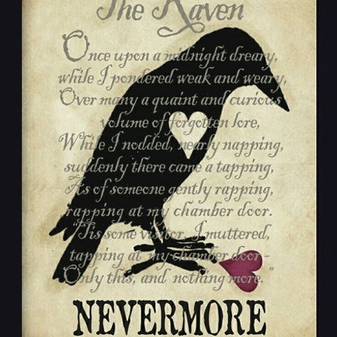 Poe Poetry, Edgar Allan Poe Art, Halloween Bunco, The Raven Poem, Nevermore Raven, The Raven Nevermore, Raven Nevermore, Macabre Decor, Dark Wings