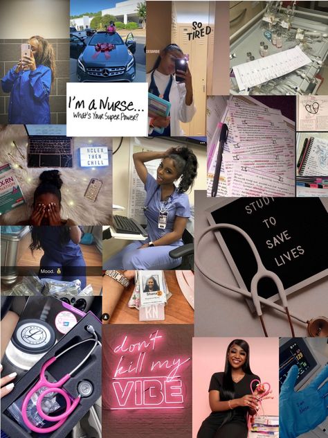 Nursing Inspiration Board, Nursing Degree Aesthetic, Nurse Vision Board Wallpaper, 2023 Vision Board Nurse, Vison Boards Ideas Nursing, Vision Board Ideas Aesthetic Nursing, Mood Boards Aesthetic Nursing, Nurse Vision Board Ideas, Black Med Student Aesthetic