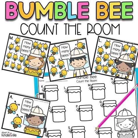 Free Count the Room for Spring! Count The Room, Count The Room Kindergarten Free, Bug Counting Preschool, Bee Math Activities For Kindergarten, Bug Counting Activities, Spring Centers Kindergarten Free, Bee Bot Mats Free Printables, April Math Activities, Spring Math Centers Kindergarten