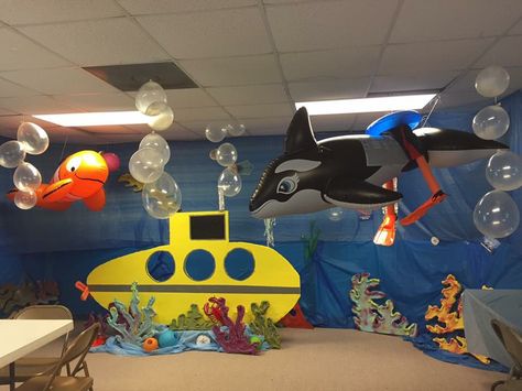 Submerged Vbs Decorations, Ocean Vbs Decorations, Noahs Ark Vbs, Vbs Ocean Theme, Underwater Crafts, Submerged Vbs, Ocean Vbs, Scuba Vbs, Octonauts Party