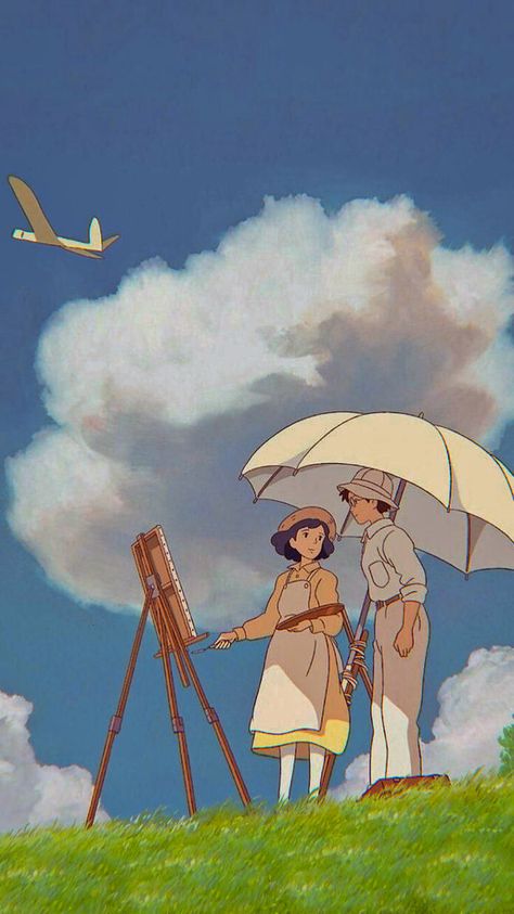 Studio Ghibli Wallpaper, Art Studio Ghibli, Ghibli Wallpaper, Wind Rises, Studio Ghibli Background, Design Art Nouveau, Wallpaper Homescreen, Western Wallpaper Iphone, Texture Painting On Canvas