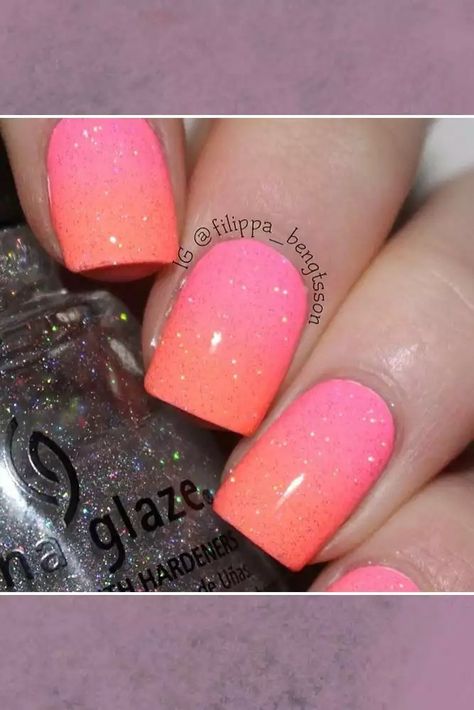 Unghie Sfumate, Nails Yellow, Pink Nail Art, Ombre Nail Designs, Sparkle Nails, Glitter Acrylics, Pink Nail, Pink Sparkle, Dipped Nails