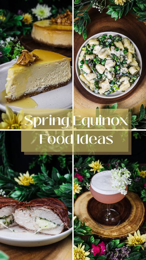 Spring Equinox Recipes, Spring Equinox Celebration Food, Ostara Meals, Spring Equinox Food, Goddess Diet, Spring Dinner Party Menu Ideas, Spring Equinox Party, Ostara Recipes, Spring Equinox Celebration