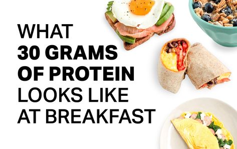 Mornings can be hectic and grabbing a bagel or granola bar for breakfast can be an all-too-common occurrence. But eating high-carb, low-protein foods can result in a blood sugar spike followed by a mid-morning energy crash nobody wants. Low Protein Foods, Healthy Breakfast Burrito, 30 Grams Of Protein, High Protein Breakfast, Protein Breakfast, Yummy Smoothies, High Protein Recipes, Protein Foods, Ghee