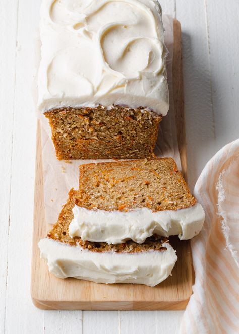 Easy Carrot Cake Loaf with Cream Cheese Frosting - Style Sweet Loaf Packaging Ideas, Loaf Packaging, Brown Butter Frosting Recipe, Pecan Carrot Cake, Carrot Cake Loaf Recipe, Walnut Loaf, Carrot Cake Loaf, Honey Carrots, Brown Butter Frosting