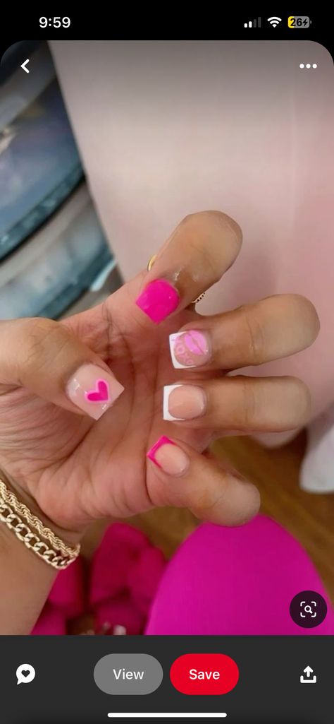 Mini Nails Design, Pink Short Nails Design, Kids Acrylic Nails, Kylie Nails, Overlay Nails, Acrylic Nail Set, Hard Nails, Colored Acrylic Nails, Girly Acrylic Nails