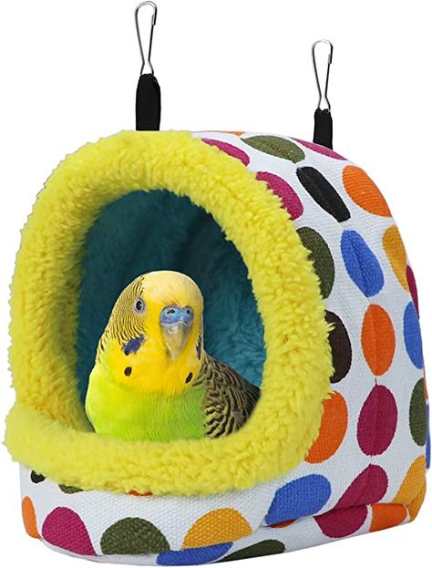 Hammock Winter Warm Parrot Nest House Bed Plush Snuggle Pet Cave Hammock Toy for Conure Lovebird Budgie Parakeet Cockatiel Cage Accessory (Medium) #CommissionEarned Budgie Cage, Cockatiel Cage, Budgie Parakeet, Bird Cage Accessories, Pet Hammock, Hanging Hammock, Hanging Bed, Bird Supplies, Pet Bird