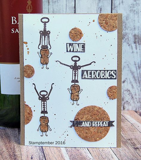 Kath's Blog.. It's Time For Some Wine Aerobics..... 8Sep2016 Wine Cards, Tuscan Vineyard, Glass Stencil, Scrappy Cards, Wine And Canvas, Mft Cards, Calendar Ideas, Coffee Crafts, Get Well Gifts