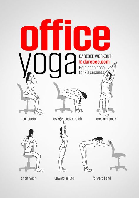 Office Yoga Workout Workouts Darebee, Office Stretches, Office Chair Workout, Desk Stretches, Work Exercises, Yoga Office, Leg Circulation, Office Workout, Office Yoga