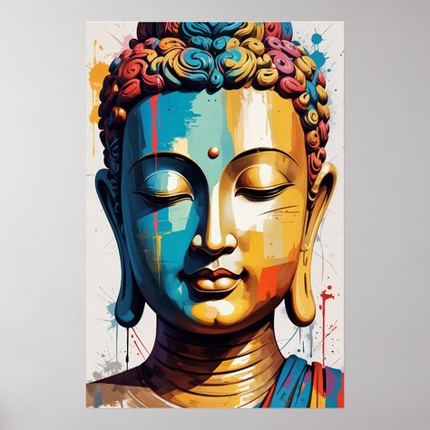 Multicolor Modern Art Buddha Poster Buddha Background, Buddha Poster, Art Buddha, Painting References, Buddha Art Painting, Buddha Wall Art, Buddha Zen, Buddha Painting, Spiritual Artwork