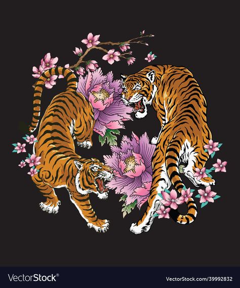 Tiger Climbing, Japanese Tiger Tattoo, Chinese Tiger, Japanese Tiger, Chinese Illustration, Vintage Tiger, Tiger Illustration, Asian Tattoos, Tshirt Printing Design