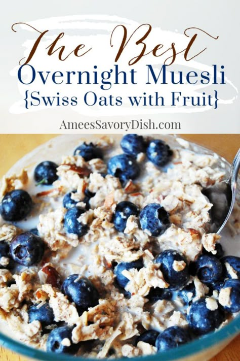 Muesli Recipe Breakfast, Oat Ideas, Overnight Muesli, Healthy Hearty Breakfast, Fiber Breakfast, Muesli Breakfast, Muesli Recipe, Easy Homemade Granola, Bircher Muesli