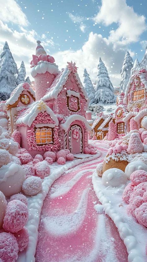 Pink Gingerbread Village 8K Mobile Wallpaper: Winter Wonderland iPhone Background Aesthetic Wallpaper Winter Vibes, Tv Wallpaper Background, Pink Snowman Wallpaper, Pretty Winter Wallpapers, Vintage Pink Christmas Wallpaper, Christmas Pink Background, Pink Christmas Background Iphone, Cute Baby Pink Wallpaper, Pink Snow Wallpaper