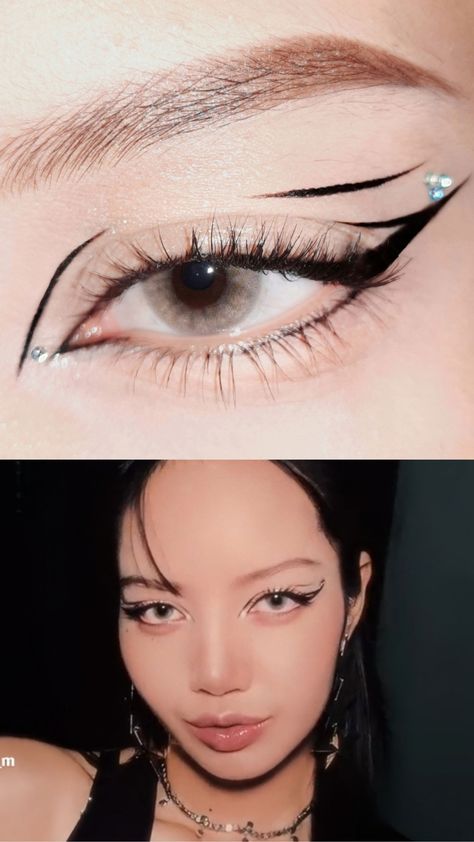 Lisa Eyeliner, Lisa Makeup Look, Rockstar Eye Makeup, Rockstar Makeup Ideas, Rockstar Makeup, Lisa Makeup, K Pop Makeup, Which Makeup, Monster High Makeup