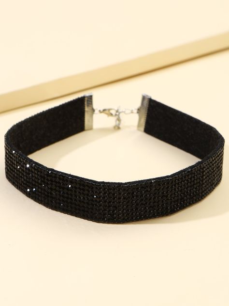 Black Fashionable   Rhinestone  Chokers    Jewelry Metal Rhinestone Choker For Party, Formal Metal Rhinestone Choker, Black Rhinestone Choker Jewelry, Elegant Black Rhinestone Choker, Metal Rhinestone Choker, Rhinestone Choker, Jewelry Choker, Black Rhinestone, Rope Bracelet