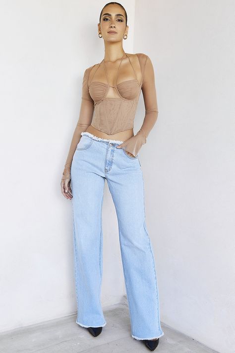 Party Crop Tops, Satin Long Sleeve, Frayed Jeans, Workout Tank Tops, Color Khaki, Denim Wash, Stretch Denim, Mom Jeans, Straight Leg